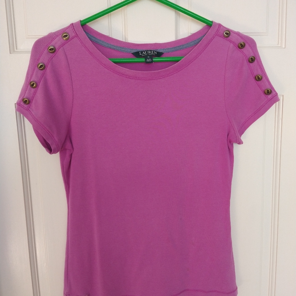 Woman Medium Ralph Lauren purple short sleeve knit top